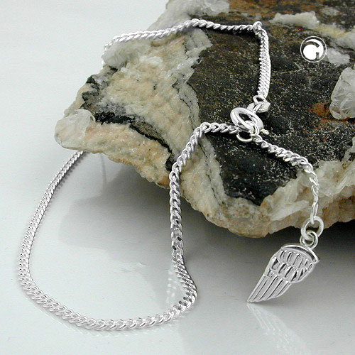 Chaîne gourmette argent 2mm avec aile d'ange