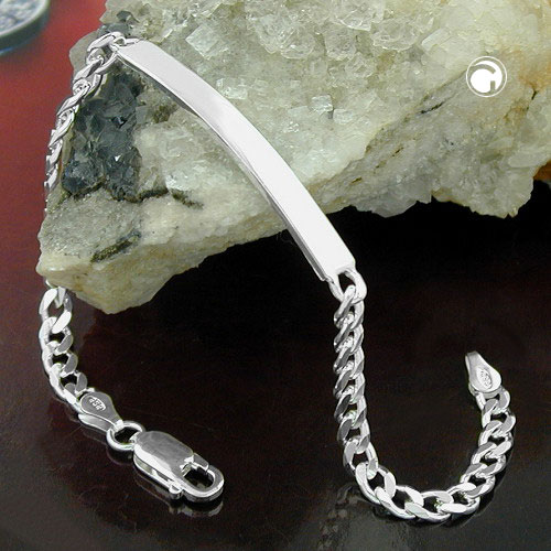 Bracelet argent sterling plaque gravable vue de dessus
