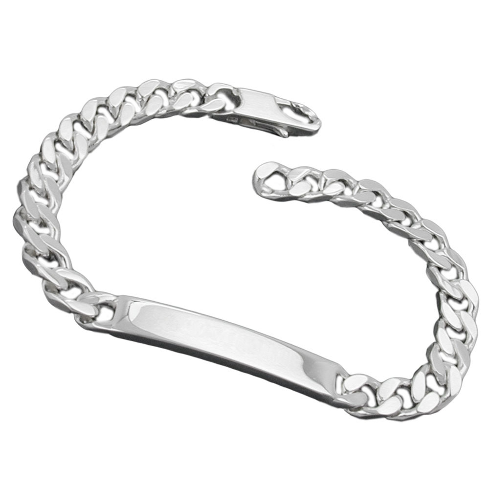Bracelet argent 925 chaîne gourmette polie 8mm fermoir lobster