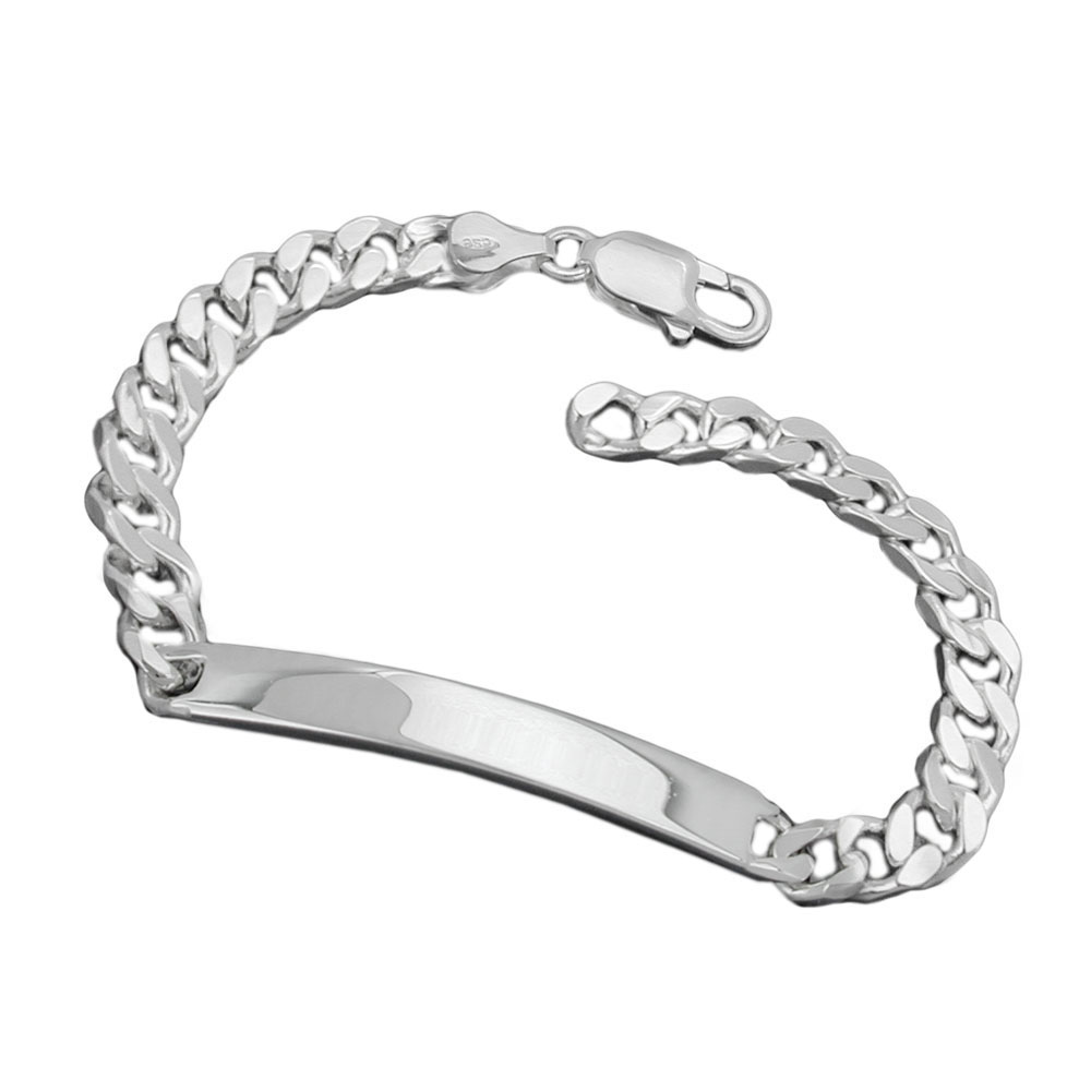 Bracelet argent 925 chaîne gourmette avec plaque gravable