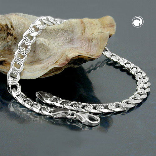 Chaîne argent sterling 925 style forçat martelé et poli