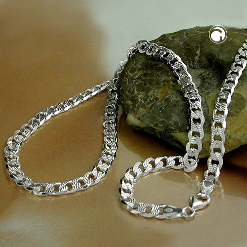 Chaîne argent sterling 925 style forçat martelé et poli