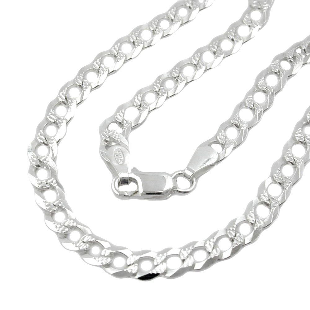 Collier argent 925 chaîne gourmette plate martelée 4,6mm