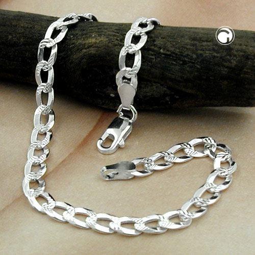 Collier homme argent sterling chaîne curb martelé vue détail