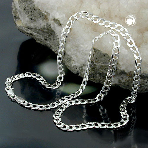 Collier homme argent sterling chaîne curb martelé vue détail