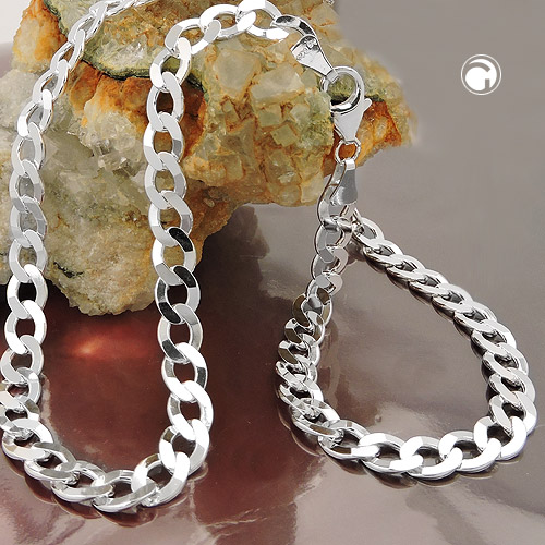Chaîne argent sterling plate polie gros plan maille
