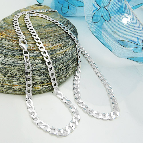 Collier argent sterling chaîne curb fermoir lobster