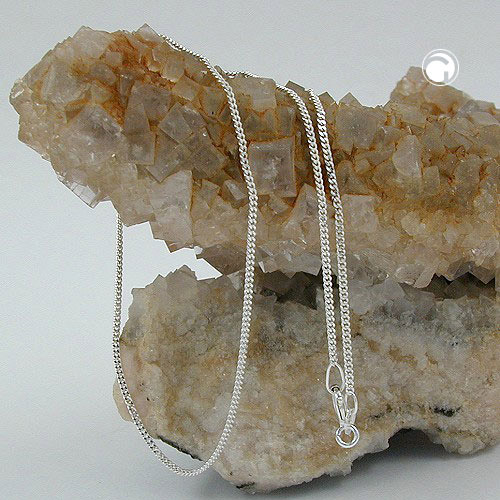 Chaîne fine en argent sterling gourmette plate double diamant