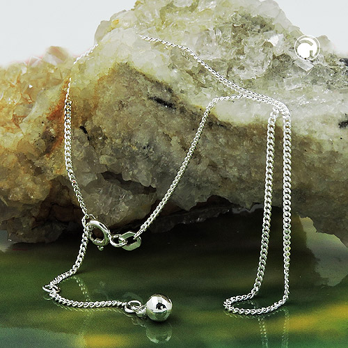 Collier argent sterling chaîne double diamant vue détaillée