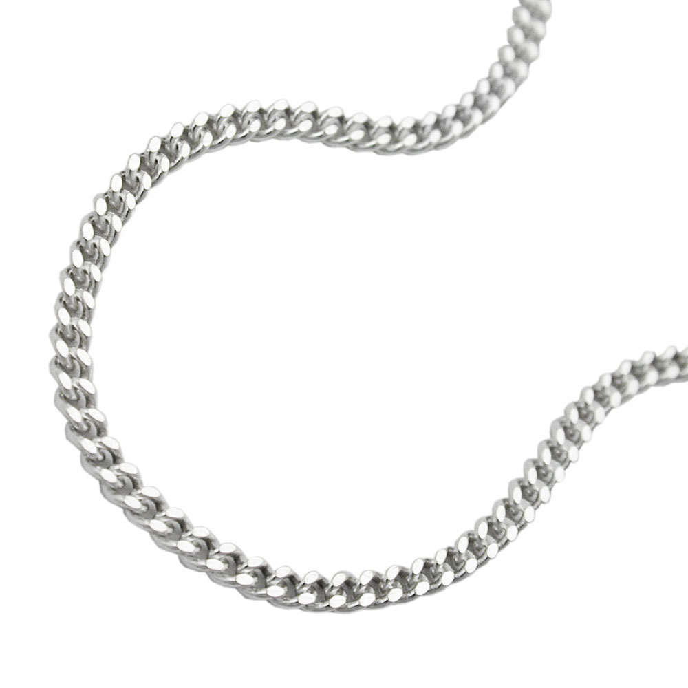 Collier argent 925 chaîne gourmette plate 1,7 mm double diamant