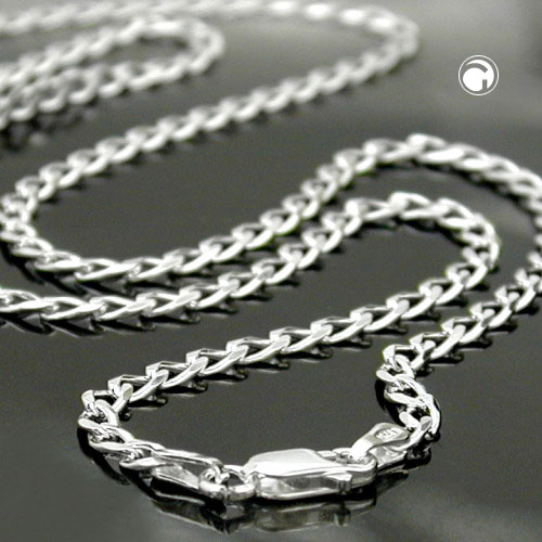 Collier argent sterling chaîne gourmette lisse fermoir pince
