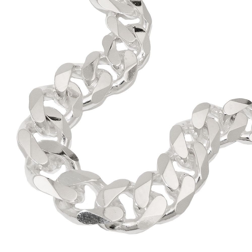 Collier argent massif 925 maille gourmette large 10,7 mm homme