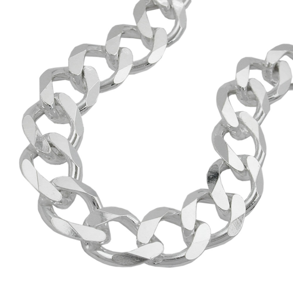 Bracelet argent 925 chaîne curb ouverte maillons diamantés