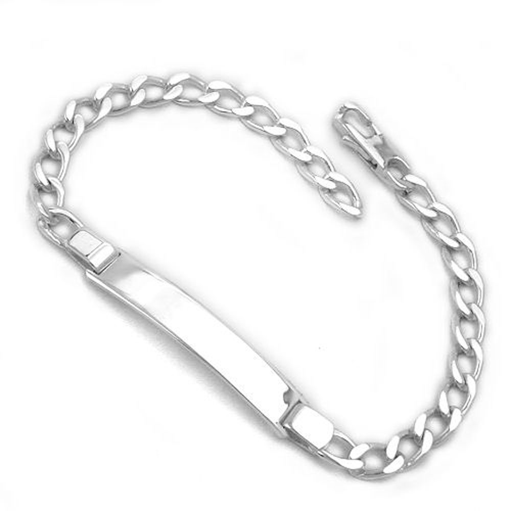 Bracelet argent 925 avec plaque gravable et chaîne open curb