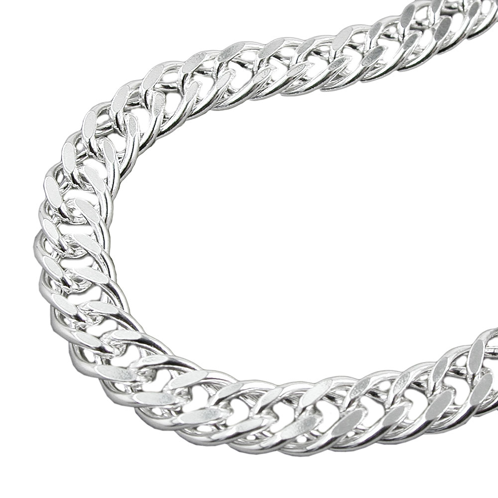 Collier argent 925 double chaîne rombo 6mm vue face