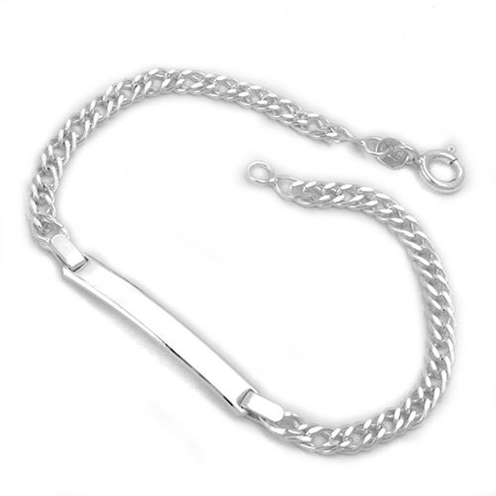 Bracelet argent 925 chaîne rombo avec plaque gravable