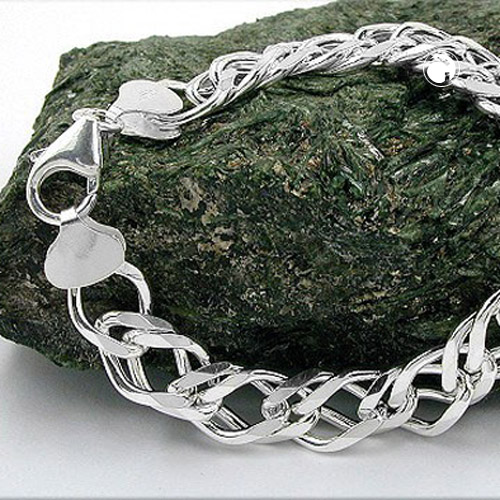 Bracelet homme argent sterling chaîne rombo double fermoir lobster