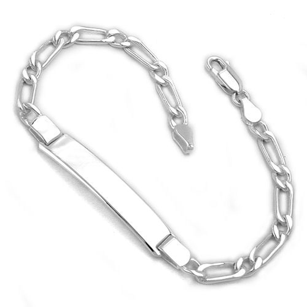 Bracelet argent 925 chaîne Figaro avec plaque gravée