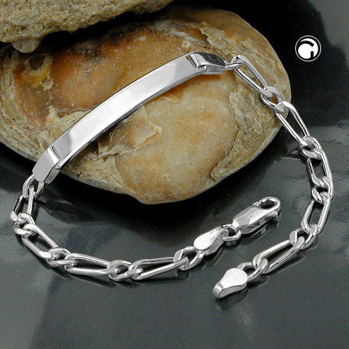 Bracelet argent sterling chaîne Figaro fermoir lobster