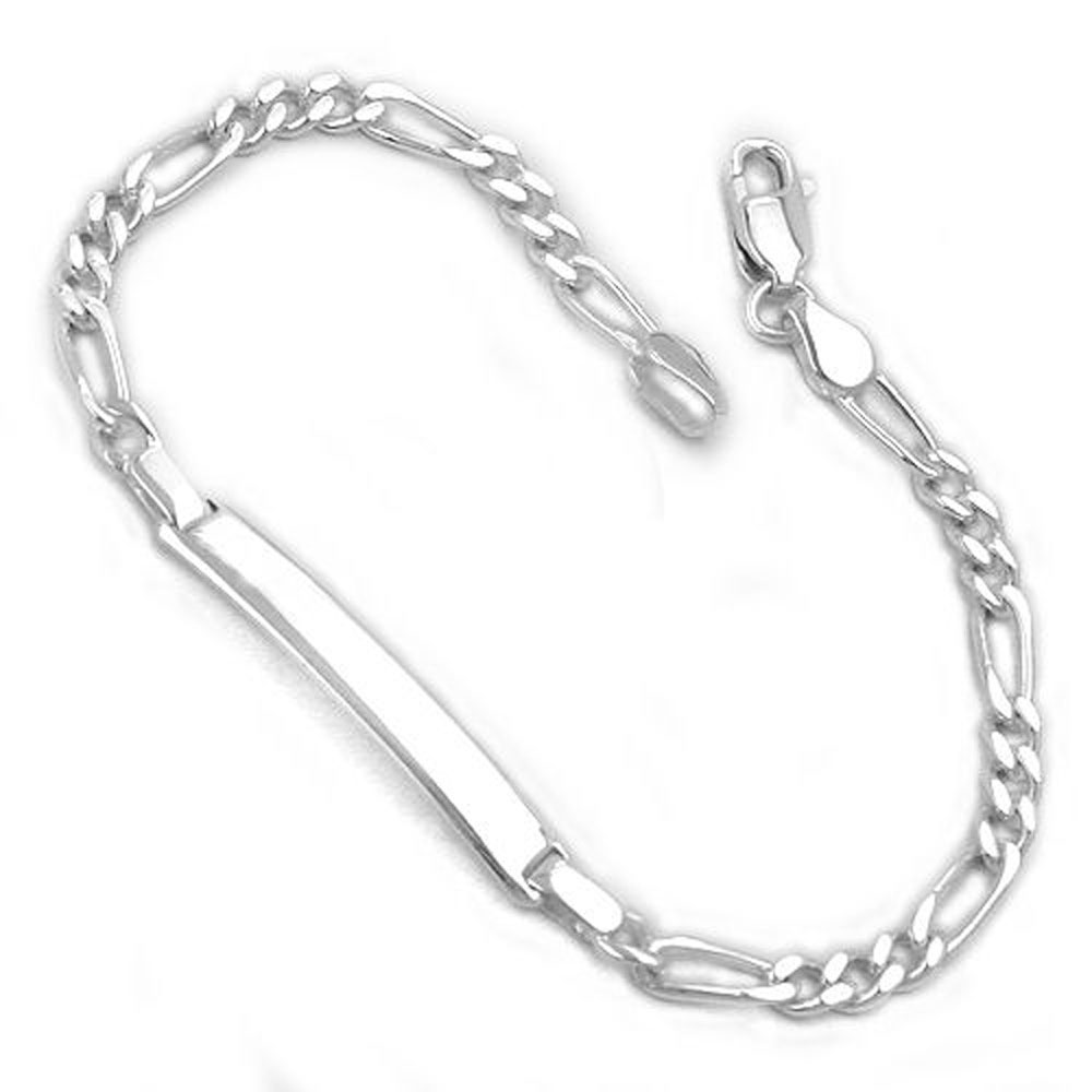 Bracelet argent 925 chaîne figaro avec plaque gravée