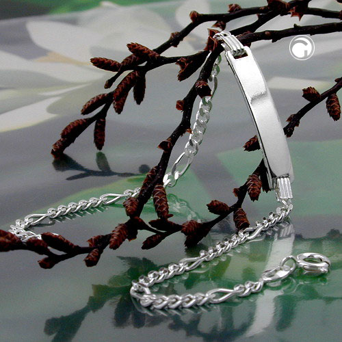 Bracelet en argent sterling chaîne figaro fermoir ressort