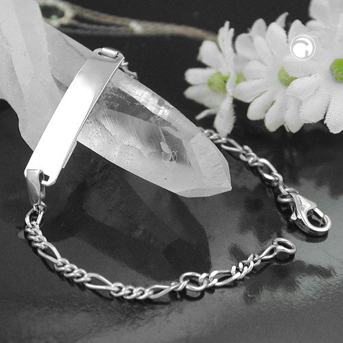 Bracelet argent sterling Figaro enfant, vue détaillée du fermoir mousqueton