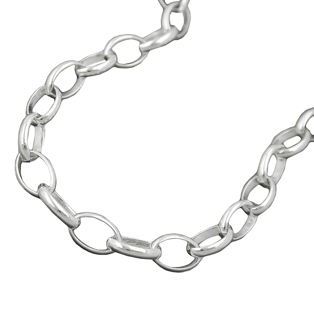Bracelet argent 925 maille ancre ovale sur fond blanc
