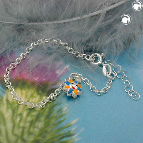 Bracelet enfant argent sterling avec soleil coloré réglable