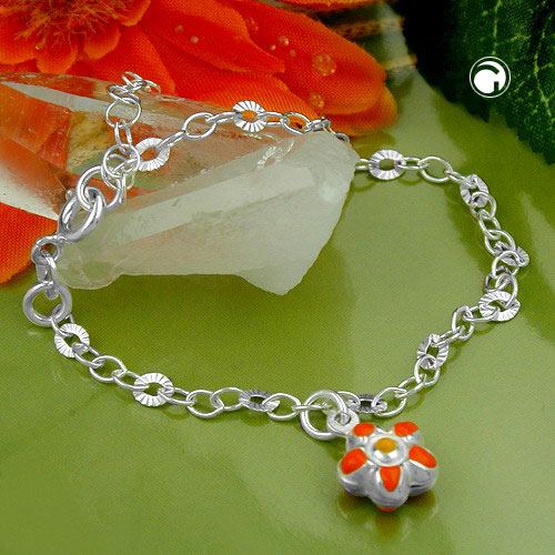 Bracelet fin argent sterling motif soleil sur chaîne ancre