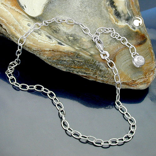 Bracelet fin argent sterling ajustable zirconium