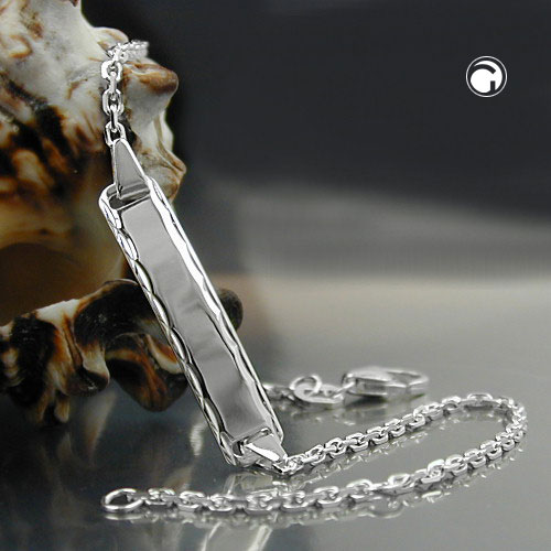 Bracelet argent sterling chaîne ancre diamantée ajustable