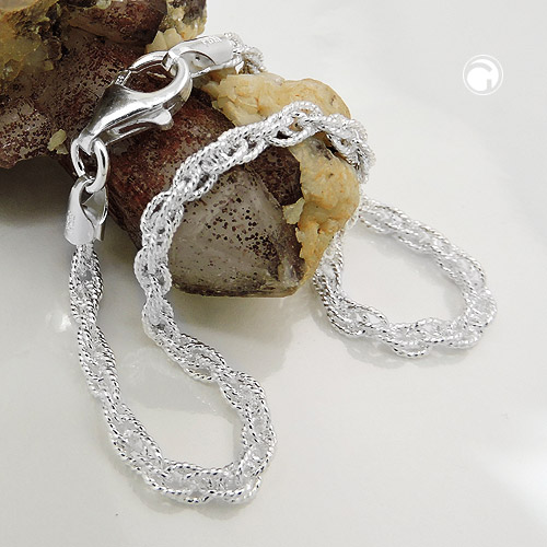 Bracelet argent sterling double chaîne ancre détail mailles