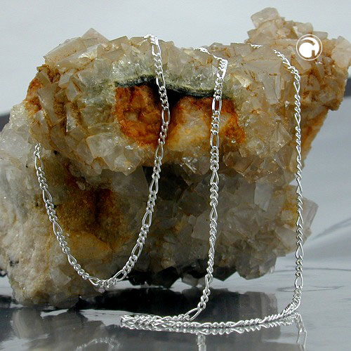 Chaîne fine Figaro diamantée argent sterling