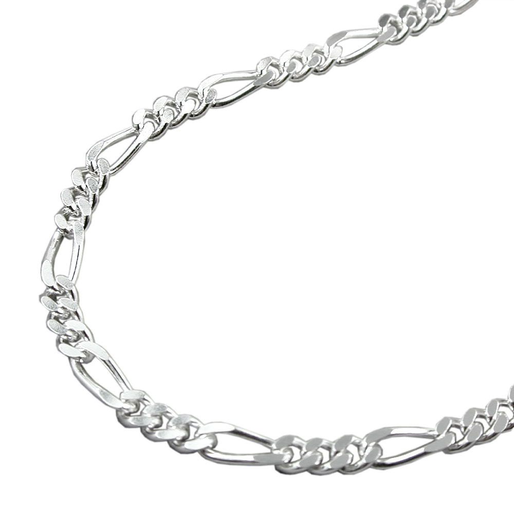 Chaîne figaro en argent 925 3mm sur fond blanc