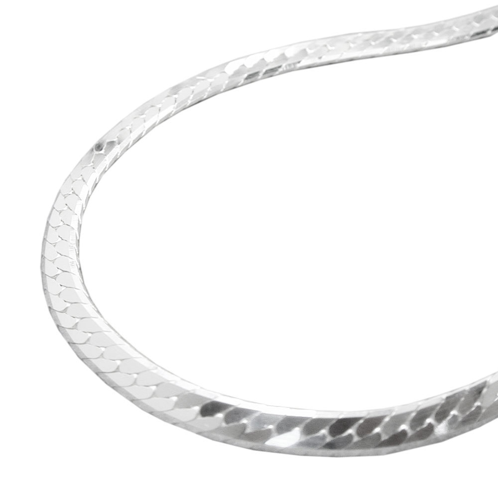 Collier argent 925 chaîne gourmette plate vue de face