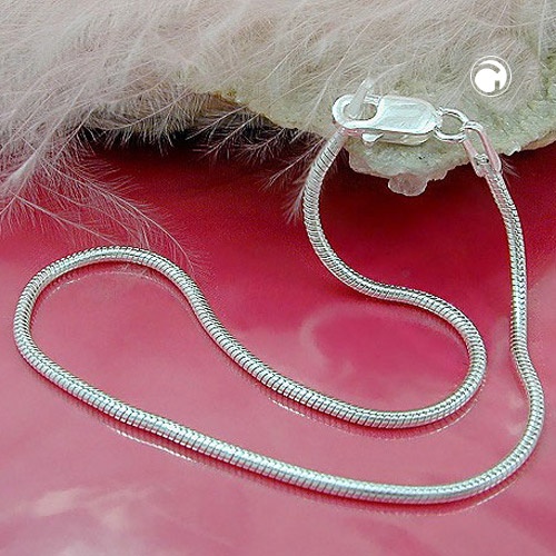Chaîne ronde serpent en argent sterling 80 cm de long