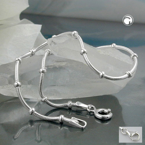 Collier fin argent sterling 1mm avec billes décoratives