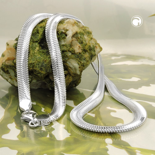 Collier argent sterling chaîne serpent plate détail fermoir