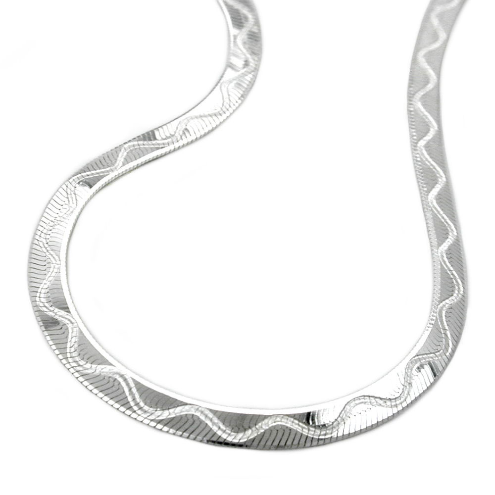 Collier argent 925 maille serpent flexible facettes diamant vue face