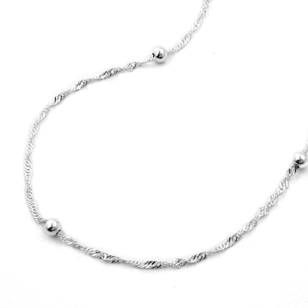 Collier argent 925 chaîne à billes style saturne