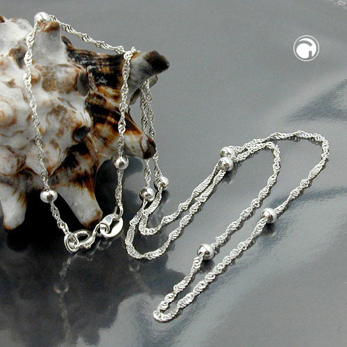 Chaîne argent sterling 1,3 mm avec billes et fermoir ressort