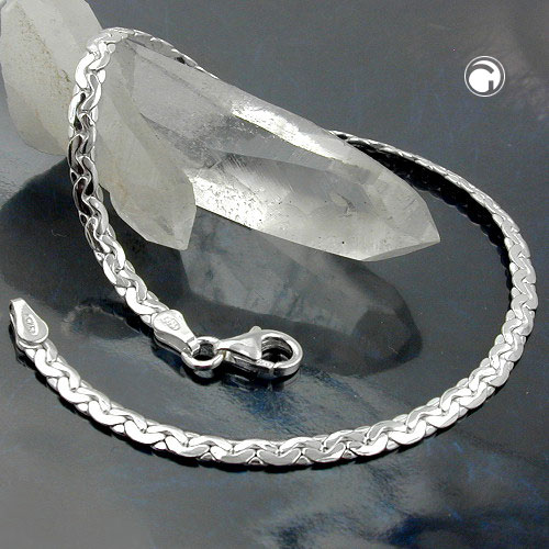 Collier argent sterling maille plate 3mm