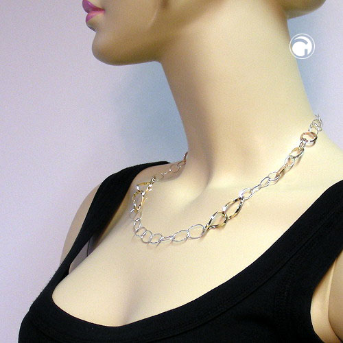 Collier chaîne fantaisie argent sterling maillons tricolores