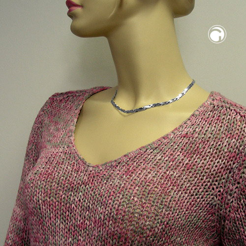 Collier argent sterling rhodié, finition mate et polie