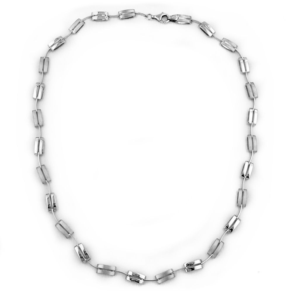 Collier argent 925 rectangles mat et poli