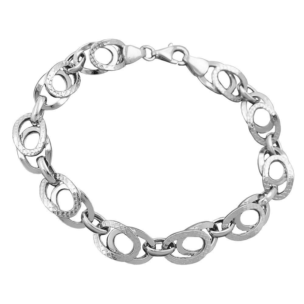 Bracelet argent 925 motif fantaisie largeur 9mm
