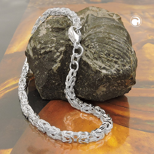 Bracelet homme argent sterling chaîne byzantine carrée 3mm