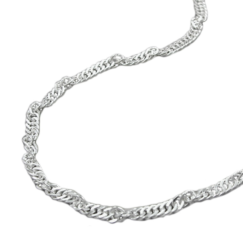 Chaîne de ventre argent 925 - Chaîne Singapour diamantée 2mm