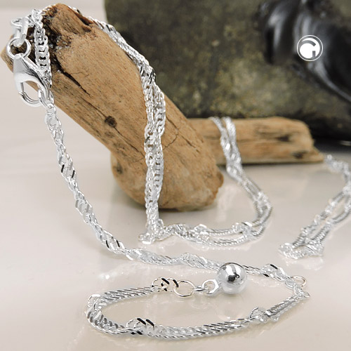 Chaîne bikini argent sterling 925 - vue rapprochée chaîne diamantée
