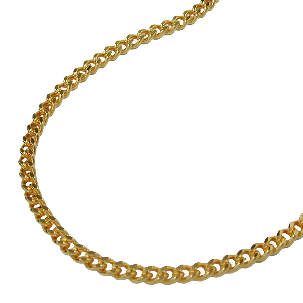 Collier plaqué or chaîne gourmette plate 2 mm double diamant